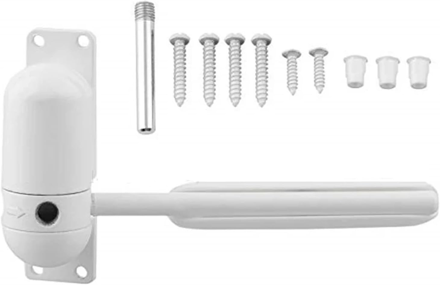 Zinc Alloy Track Spring Invisible Door Closers Mounted Door Stops Adjustable Surface Closer(S White)