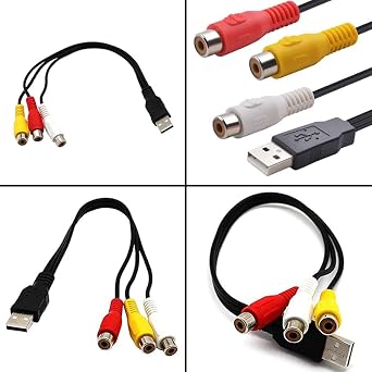 USB to 3RCA Cable USB Female to 3 RCA RGB Video AV Composite Converter Adapter Cable Cord Connector Lead Convenient for TV PC DVR