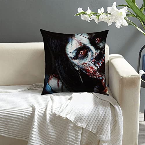 Scream Bloody Halloween Pillow Cover Horror Movie Vampire Pillow Case Zombie Pillow Cover Halloween Decorations Throw Cushion Cover Halloween Cotton Linen Throw Pillowcase 18" X 18", No Pillow Insert #TOP1