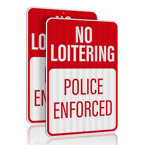 Panneau No Loitering Police Enforced 45x30 cm pour maison et jardin