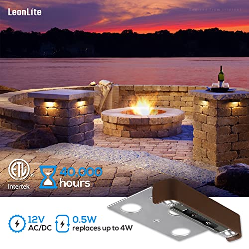 Leonlite 8-Pack Classic Series 4 Inch Hardscape Lighting Low Voltage Led, Retaining Wall Lights, Led Landscape Lights, 12V Led Paver Lights, 0.5W Landscape Step Lights, 2700K Soft White, Etl #TOP2