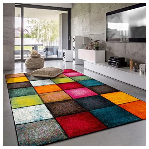 Paco Home Tapis De Salon Poils Ras Moderne Motif Geometrique 3D, Dimension:160x230 cm, Couleur:Multicolore 2