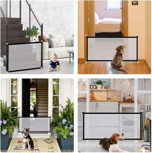 Gcffom Treppenschutzgitter Hund,Tierschutzgitter,Hundeschutzgitter Zusammenklappbar,Absperrgitter Hund,Türschutzgitter Ohne Bohren für Treppen,Türen,Flur(180 * 72cm,Schwarz)