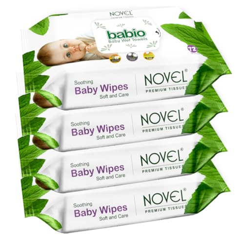 Image of Novel Aloe Vera Baby Wipes 72 Wipes x Pack of 4 (288 Wipes) - Label