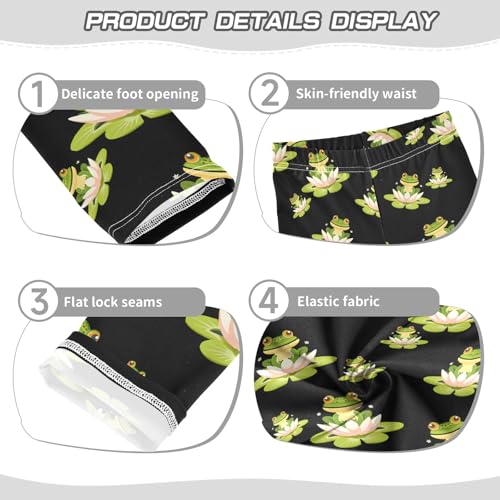 Frog on Lotus Girls Leggings Athletic Pants Tights Stretch Bottom3