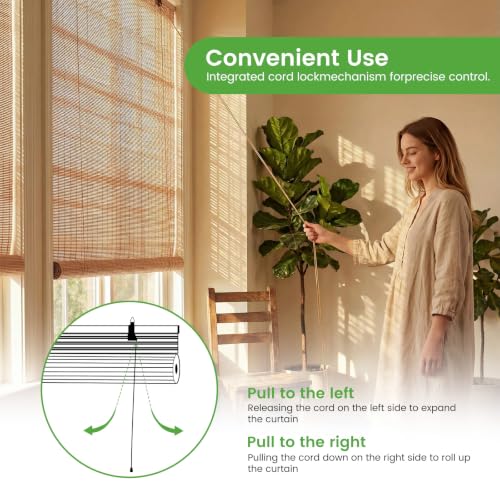 Image of BAYUE Bamboo Blinds, Roll Up Window Shades with Light Filtering for Home