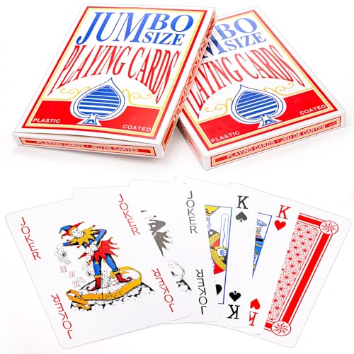 2 Paquetes Naipes Jumbo Gigantes de Póker 8x11in miniatura 3