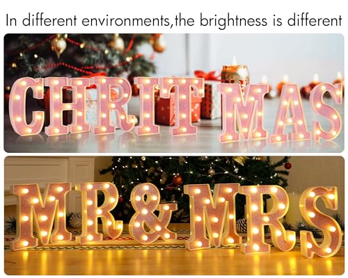 Image of Small Led Marquee Letters, Light Up Letters, 8.58 Inch Led Letter Lights, Battery Powered Lighted Sign for Table, Party, Birthday, Christmas Decor (Pink Glitter, Letter C)