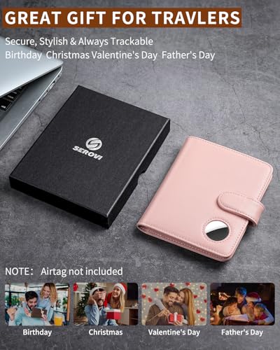 Image of Passport Holder for Travel with AirTag Holder- Leather RFID Blocking Travel accessories with 5 Cards Slot&1ID Window,Magnetic Closure,Gift Box(Air Tag Not Included)