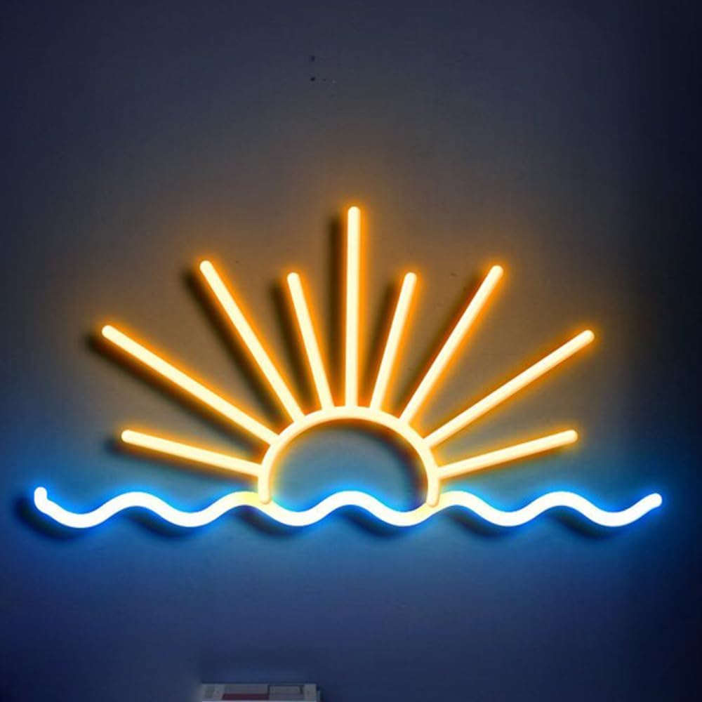 Sunup Sea Waves LED neonowy znak do dekoracji ścian, USB, regulowana jasność, salon, bar, pub, klub, spotkania, sztuka, dekoracja ścienna