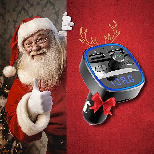 Bovon Bluetooth FM Transmitter for Car, Bluetooth Car Adapter MP3 Player FM Transmitter Receiver, Hands Free Calling, Dual USB Ports (5V/2.4A & 1A), led Display, Support SD Card USB Flash Drive - Thumbnail 4