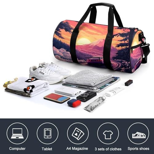 Japanese Car Racing Drifting Sports Gym Bag Travel Duffel Workout Bag with Adjustable Strap4