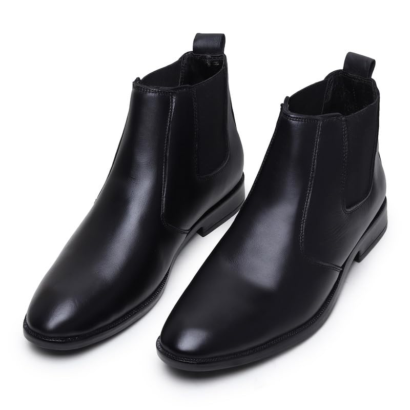 Men’s Chelsea Boots | Genuine Leather High-Top Slip-On Shoes | Comfortable Formal Shoes for Men | Stylish Office, Party & Casual Wear Fashion Boots