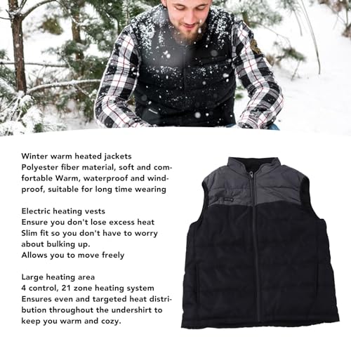 Gilet chauffant USB homme veste thermique hiver chaude ajustable XL - 3
