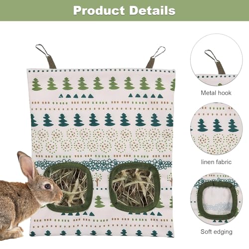 Hay Bag for Rabbits, 2PCS Two-Hole Hanging Rabbit Hay Feeder, Hay Feeder for Rabbits, Chinchillas, Guinea Pig and Small Pets - Image 3
