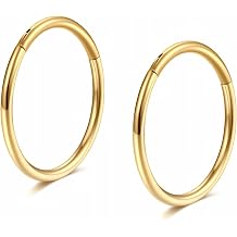 Gold Hinged 20g 18g 16g Nose Rings Hoops 6mm 8mm 10mm 12mm 14mm 16mm Septum Ring Clicker Cartilage Helix Hoop Earrings
