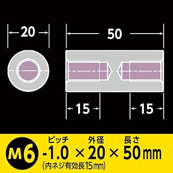 ねねページ Amazon | ネジの永井 ステンレス ネジ付 スペーサー M6用 外径20mm 1個