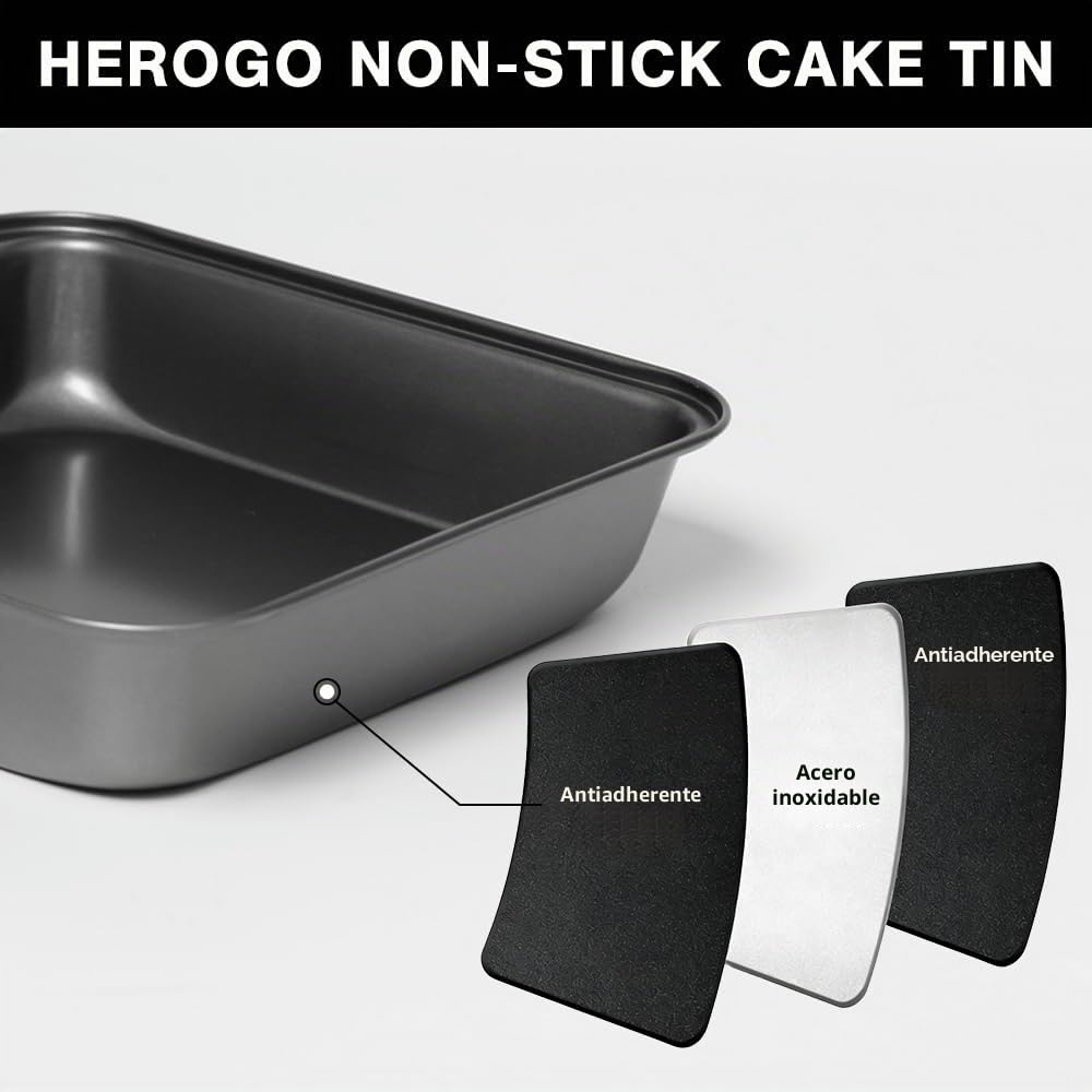 3 Piezas Molde de Horno Cuadrado Bandeja Cuadrada para Brownies Bandeja Cuadrada Horno Acero al Carbono Bandeja Hornear para Pasteles Lasaña Brownie Sándwiches(22.5cm, 25.5cm,27.5cm)