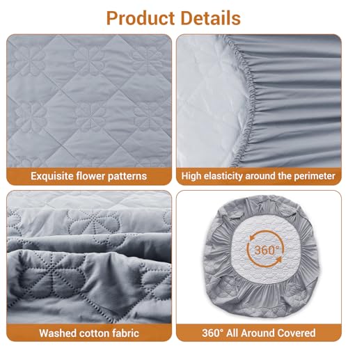 Image of Waterproof Mattress Protector, Noiseless Full Size Mattress Pad with Deep Pocket Fitted Up to 2-12 inches, Soft Breathable Bed Mattress Cover Washable for Bedroom, Hotel(1, Gray, Full)