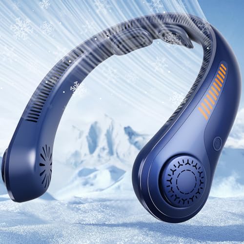 Portable Neck Fan - Rechargeable Personal Fan with Neck Brace, 5 Speeds, All-Around Cooling, Hands-Free Bladeless Lightweight Quiet Neck Fans That Blow Cold Air Gift for Women/Men, Hot Flash
