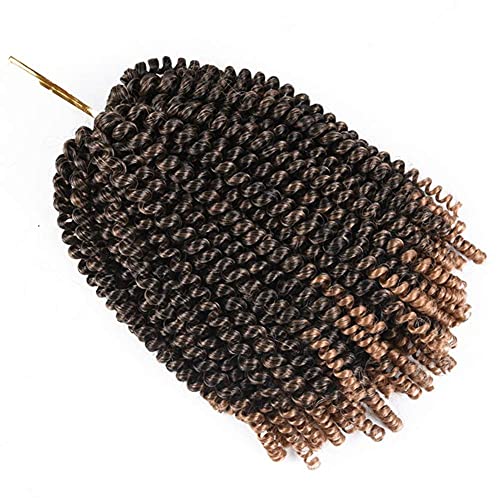 Spring Twist Hair 8 Inch Crochet Hair Spring Twist Crochet Braids Low Temperature Kanekalon Synthetic Fiber 1B/27#，1 Pack，30 Strands,110g/Pack
