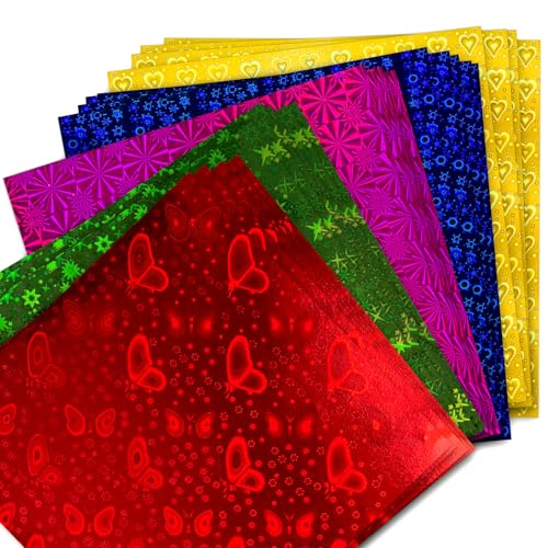Recopilación de Papel metálico de esta semana. 44 Konsait - Papel de origami láser de 50 hojas de 10 x 10 pulgadas, papel metálico de una sola cara, papel metálico de cartulina, papel de manualidades para suministros de...
