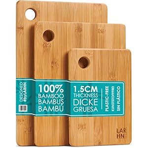 LARHN Houten Snijplanken – 3-Delige Extra Dikke Snijplankenset – 33x22cm / 28x22cm / 22x15cm – Grebuik als Keukenplanken…