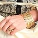 14k gold filled Bangles hammered slip on set of 3 textures, Mu-Yin Jewelry Handmade in USA (XL)