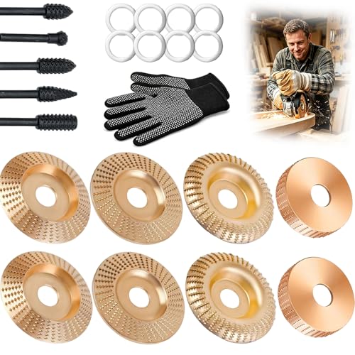Disco de Pulido para Amoladora Angular, Juego de Discos de Tallado de Madera de Alta Resistencia, Rueda de Carburo de Tungsteno para Cortar, Dar Forma, Lijar y Pulir Madera (4PCS*2)