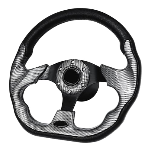 LOSCHEN Boat Steering Wheel Polyurethane Leather with 3/4 Axle Marine Steering Wheel Adapter for Marine Boats Vessels Yachts Pontoons Boat-Black Square