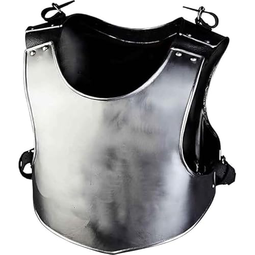Medieval Steel Breastplate Armor – Full-Size Polished Metal Chestplate with Adjustable Straps – Historical Costume Armor for LARP Cosplay, or Display
