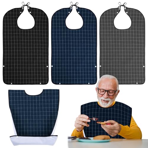 XKDOUS 3 Pack Waterproof Adult Bibs