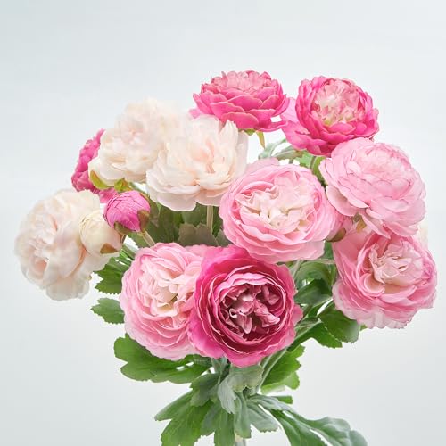 Silk Peonies Flowers Ranunculus Artificial Flowers 6pcs Spring Fl...