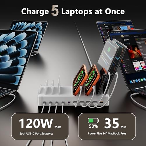 Image of 750W Charging Station for Multiple Devices, Zobirez 10-Port Fast Charger