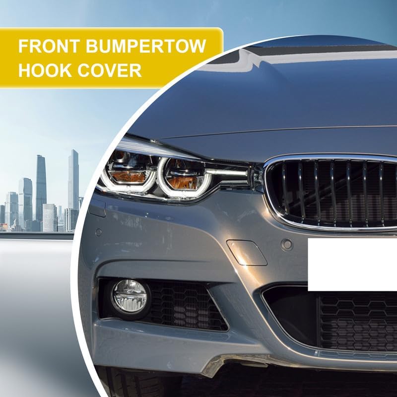 Car Front Bumper Tow Hook Cover Compatible with BMW 3 Series F30 M-Sport 2013 2014 2015 2016 2017 2018 320i 325d 328i Trailer Cover Cap 51118067961 51118056606 Small Lid Towing Eye Cap