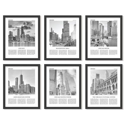 97 Decor Chicago Skyline Wall Art - Black And White Chicago Wall Art, City Pictures for Wall Decor, Cityscape Poster Landscape Artwork Living Room Prints for Bedroom (8x10 UNFRAMED)