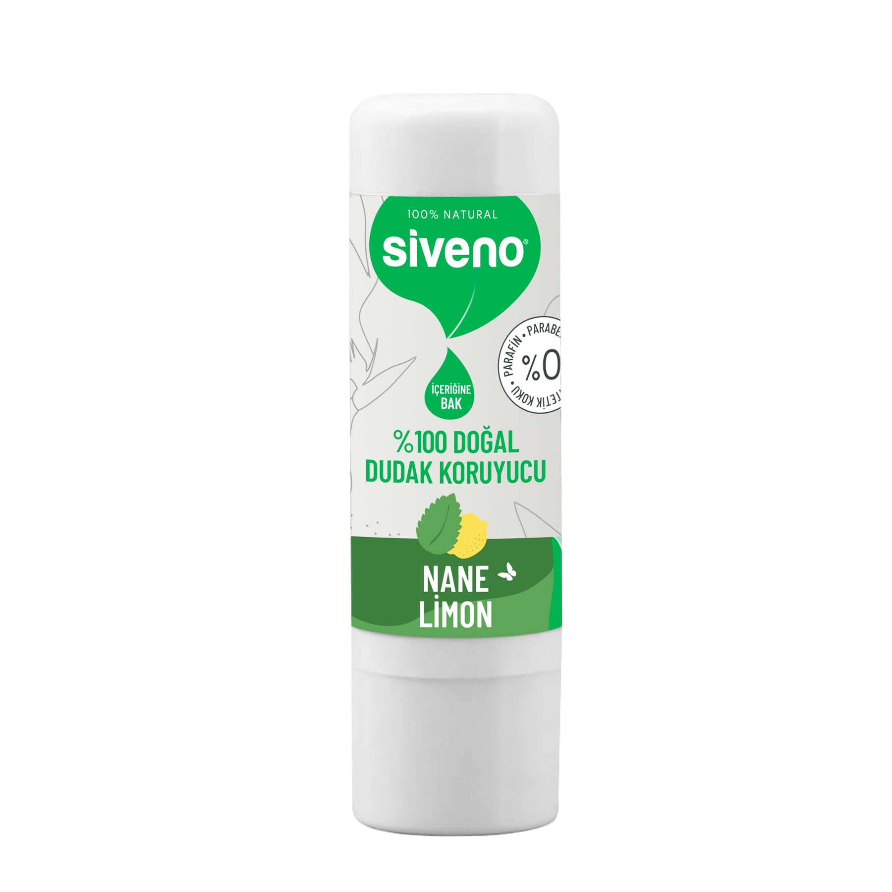 Siveno%100 Doğal Dudak Koruyucu Nane & Limon Bitkisel Lipbalm Krem Nemlendirici Parlatıcı Onarıcı 6 G
