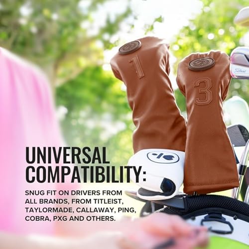 Stripebird Magnetic Golf Driver Head Cover - Ultra-Strength Neodymium, Magnetically Attached - Durable Golf Club Headcover - Lightweight Modern Design - Versatile Fit for All Major Brands - Brown - image 5
