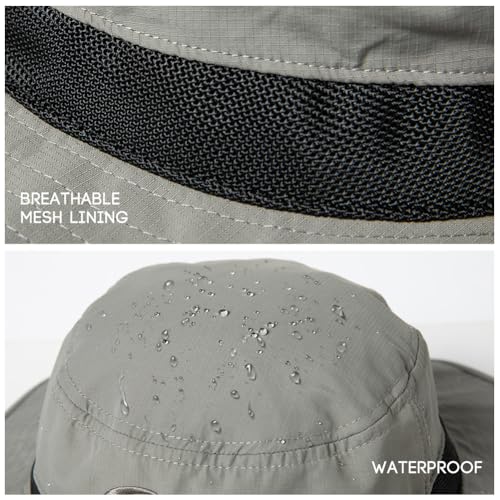 Image of Mens Wide Brim Mesh Sun Hat XL XXL SPF UV Protection Boonie Bucket Sunhat Summer Golf Hiking Safari Outdoor Fishing Extra Large Size 8 24 inch Grey