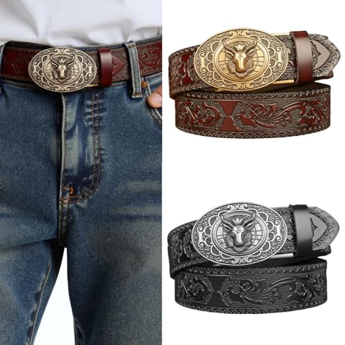 Men' Automatic Buckles Belt Elastic Leather Waistband Adjustable Waist Belt for Jeans and Casual2