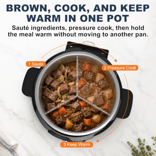 Image of CARORI Electric Pressure Cooker 6QT, 24 Programs, Touch and Dial Control