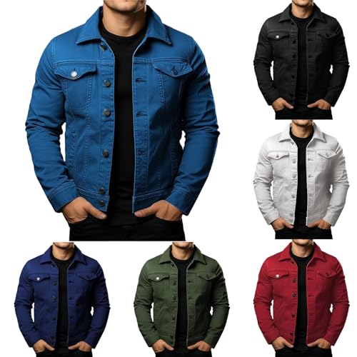 Mens Denim Jacket Lightweight Casual Lapel Button Down Cozy Shirts Jackets Fall Winer Cargo Jean Jacket with Pocket3
