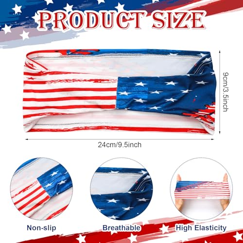 Image of Unittype 4 Sets American Flag Bandana Headbands USA Patriotic Sweatbands | Absorbing Sweat, Flag Baseball Accessories for Men Women Athletes, Sports Events, Team Gift, Veterans Day