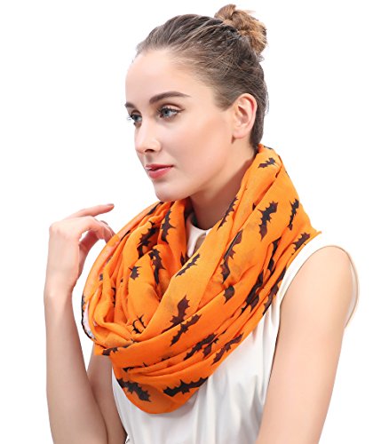 Lina & Lily Halloween Bat Print Women's Infinity Loop Scarf Lightweight2