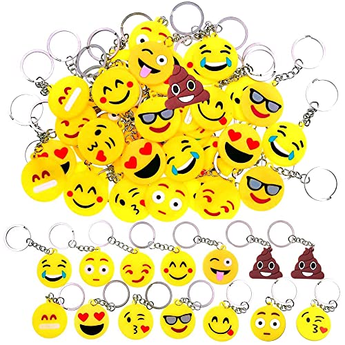 MIDYUID Emoji Llavero Emoji Encantadora Emoticon Llavero de Cara Redonda para Fiestas de Niños Adulto Fiesta Suministros Decoraciones de Bolsas 17pcs Cover