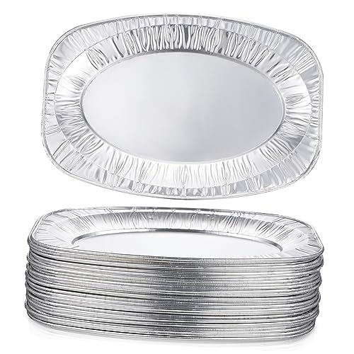 VALICLUD 30Pcs Disposable Foil Trays Serving Plates for Catering Parties and Banquets Versatile Food Containers for Grilling Baking and Storage