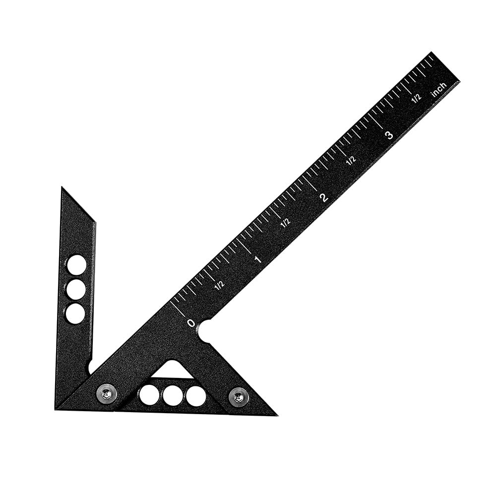 Aluminum Imperial Circle Center Positioning, 45/90 Degree Positioning Ruler, Right Angle Positioning, Centerline Positioning, Multi-Function Arrow Ruler, High-Precision Measuring Ruler (Black, Inch)
