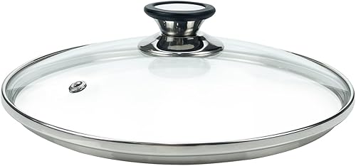 Tapa de vidrio templado de 9 pulgadas con orificio de ventilación de vapor, olla universal transparente de repuesto con perilla de soporte, borde de
