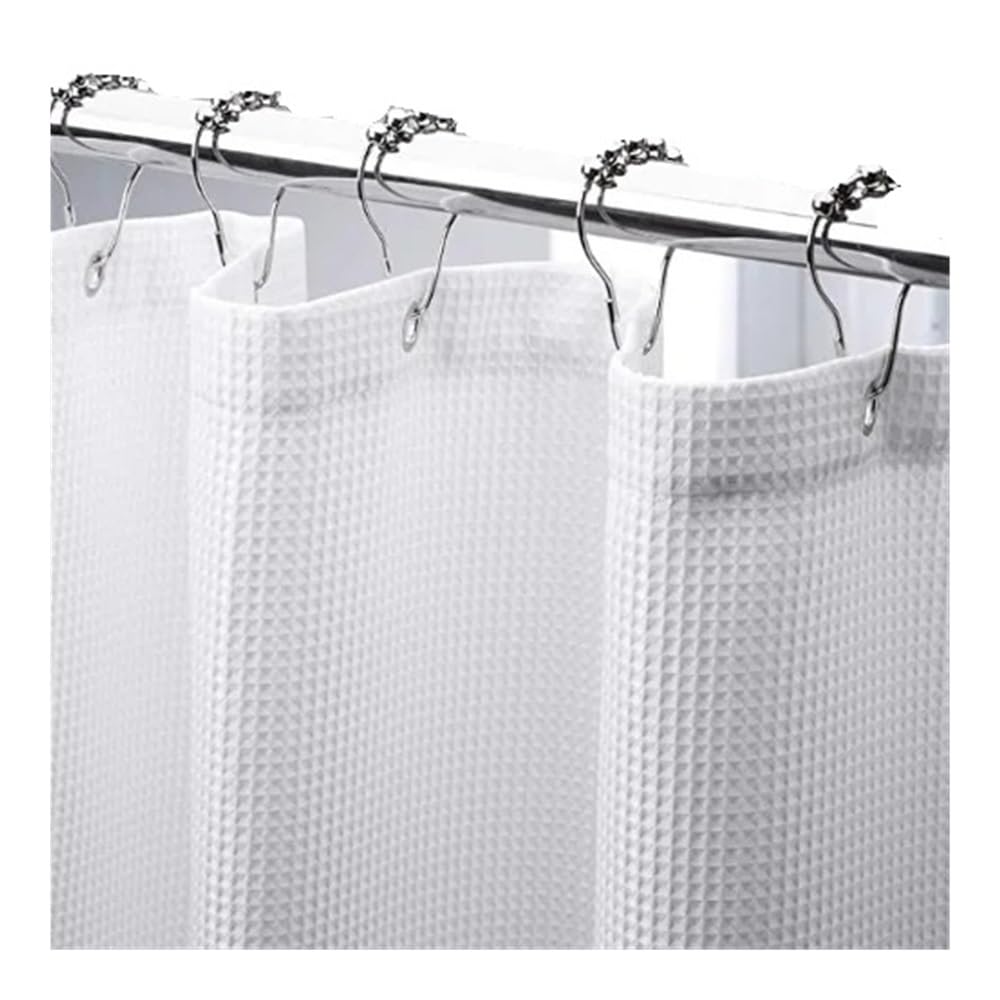 AIMANQI Fabric Shower Curtain,Cloth Bathroom,Polyester Waffle(White,180 * 180cm)