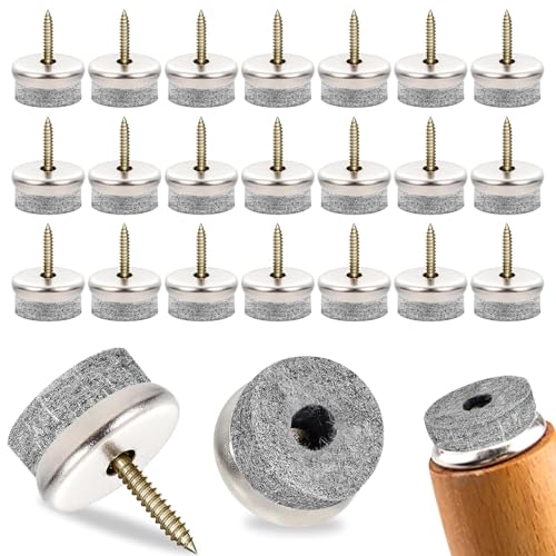 Soodyoow 50 Stück Filzgleiter Schrauben 22 mm Filzgleiter für Stühle Rund Stuhlgleiter für Fliesen Stuhlbeinschoner für Möbel Stühle Laminat Parkett Fliesen